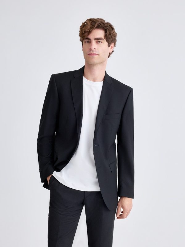 Americana de vestir de hombre regular lisa negra - Negro