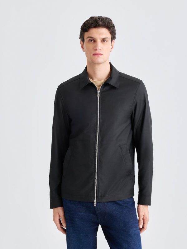 Sobrecamisa de hombre con cremallera en calidad técnica - Negro