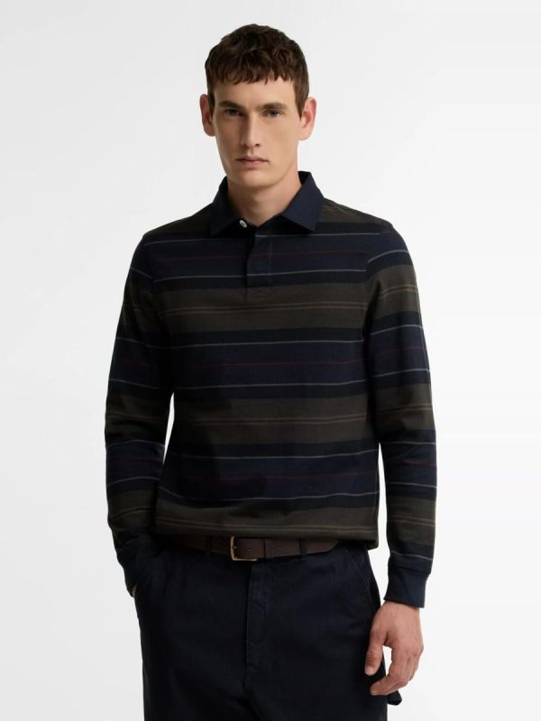 Polo de manga larga de hombre tipo rugby - Gris oscuro