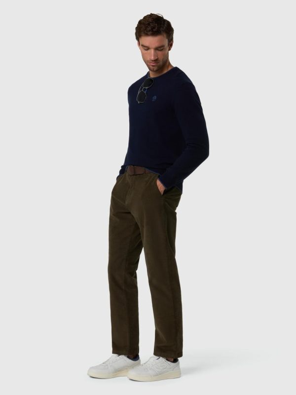 Pantalón chino de hombre en pana de algodón - Verde oscuro