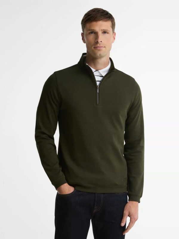 Sudadera de hombre con media cremallera - Verde oscuro
