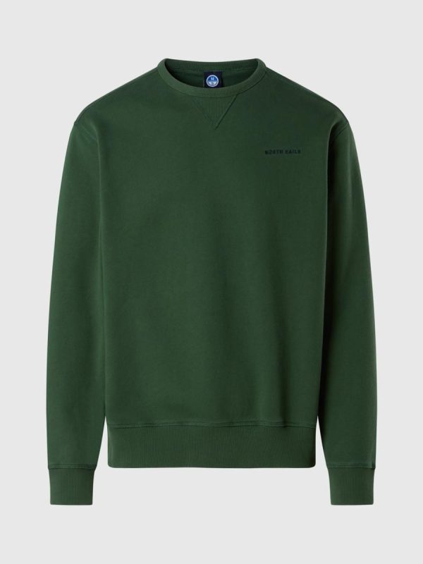 Sudadera de hombre algodón orgánico cepillado cuello redondo - Verde