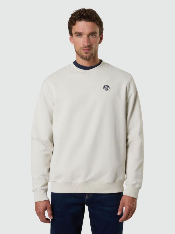Sudadera de hombre algodón orgánico cuello redondo - Blanco