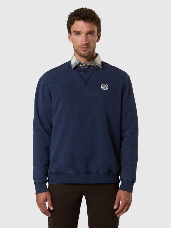 Sudadera de hombre algodón orgánico cuello redondo - Azul marino