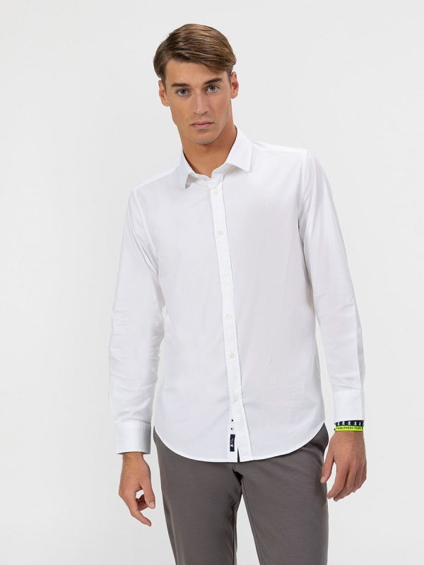 Camisa de hombre regular fit de algodón - Blanco