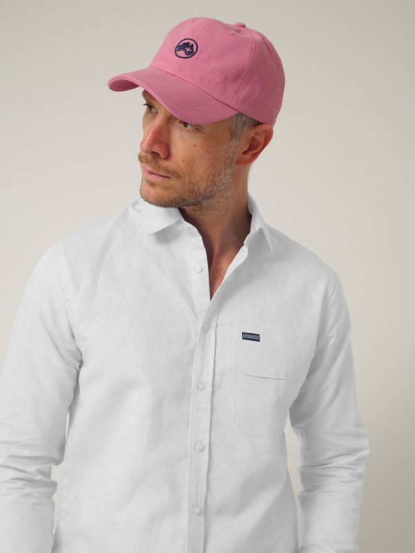 Camisa de hombre, manga larga, con logo bordado. - Blanco