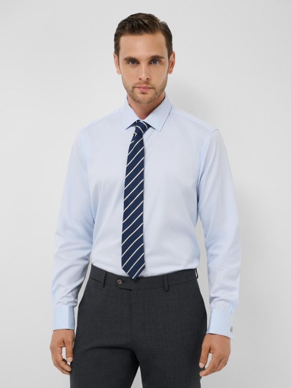 Camisa vestir de hombre slim fit puño gemelo - Azul claro