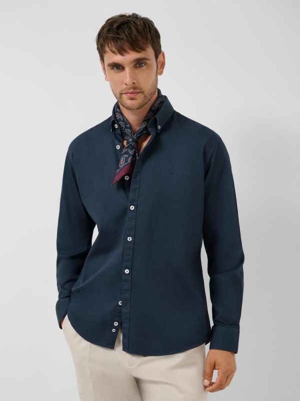 Camisa sport de hombre regular fit tintada - Azul marino