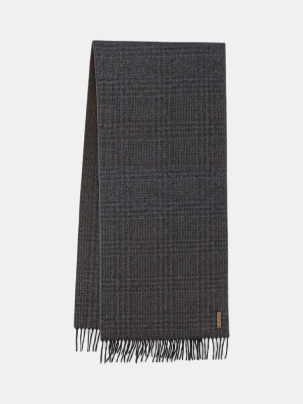 Bufanda de hombre cuadros en cashmere - Azul marino