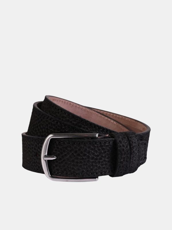 Cinturón casual de piel - Negro