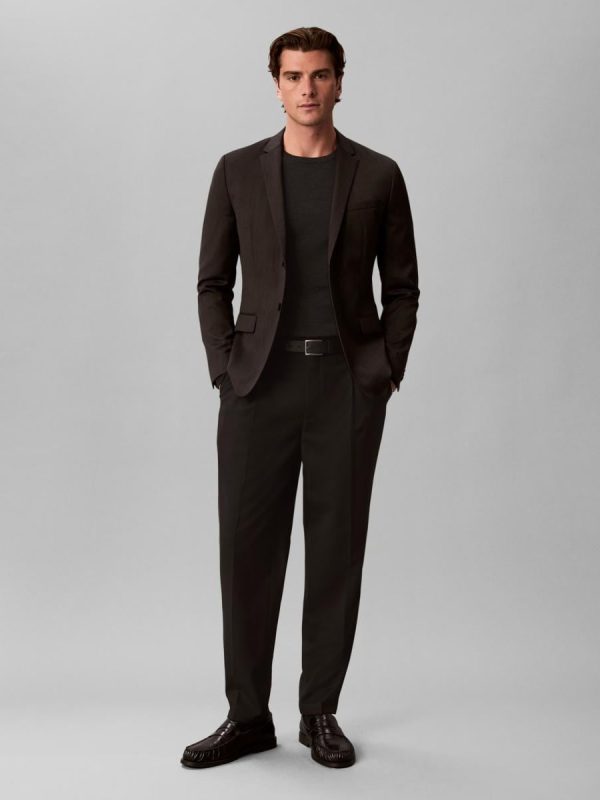Pantalón hombre pliegues lana fría - Negro