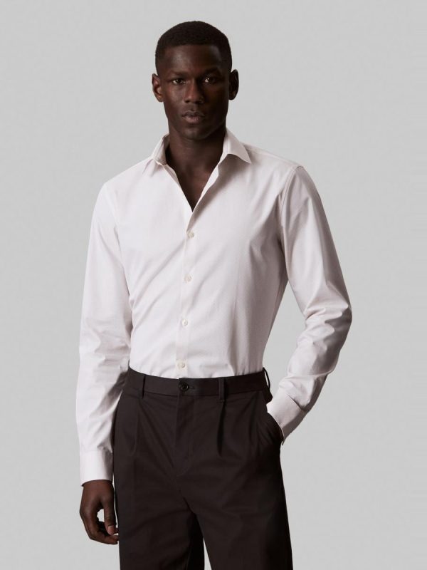 Camisa de vestir Hombre de popelina slim estampada - Beige