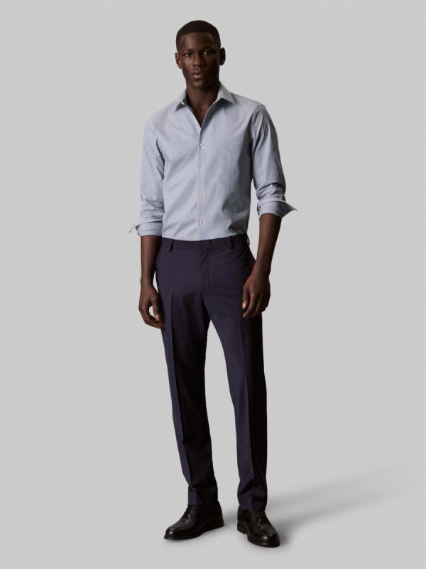 Camisa de vestir Hombre de tejido técnico slim lisa - Azul claro