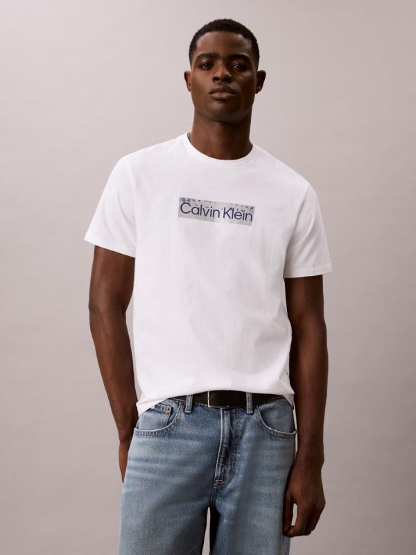 Camiseta Hombre de algodón con logo en el pecho - Blanco