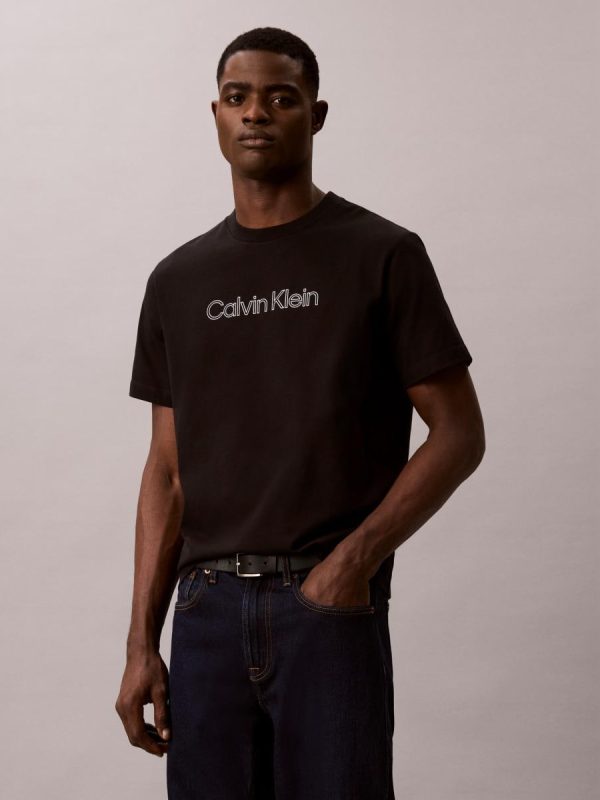 Camiseta Hombre manga corta algodón gráfico - Negro