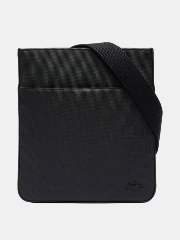 Bandolera de material reciclado en azul marino con bolsillos interiores - Negro