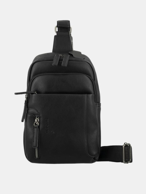 Reportero mochila de hombre. - Negro