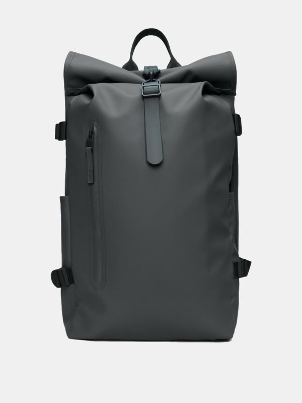 Mochila rolltop grande impermeable de hombre - Gris oscuro