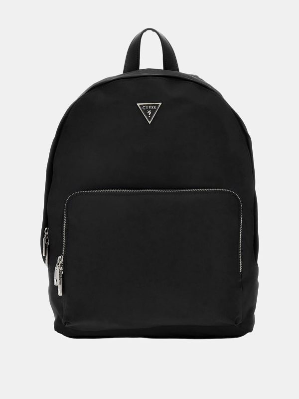 Mochila de hombre con compartimentos funcionales y cierre de cremallera - Negro