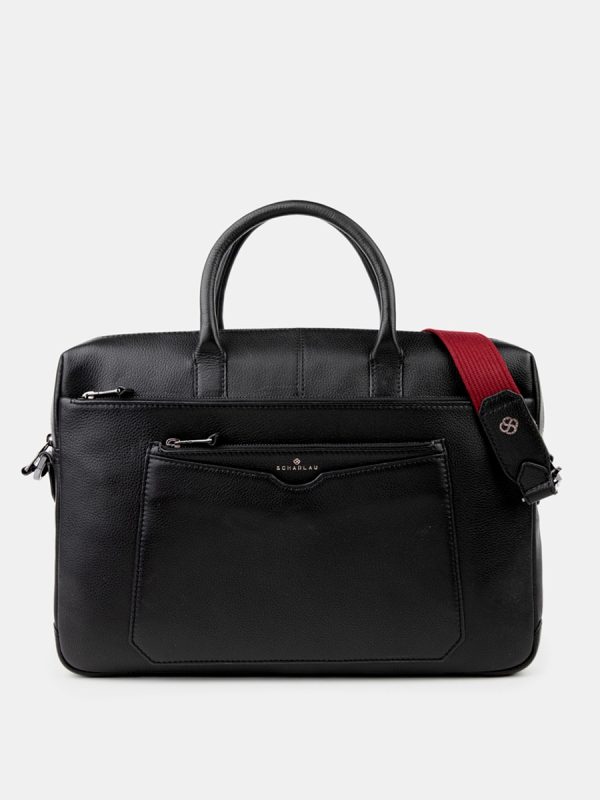 Portadocumentos de piel de hombre en color camel - Negro