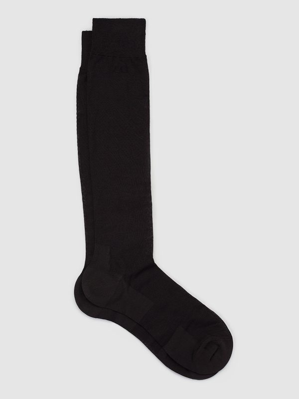 Calcetines altos de hombre ZD granates de hilo de Escocia - Marrón oscuro