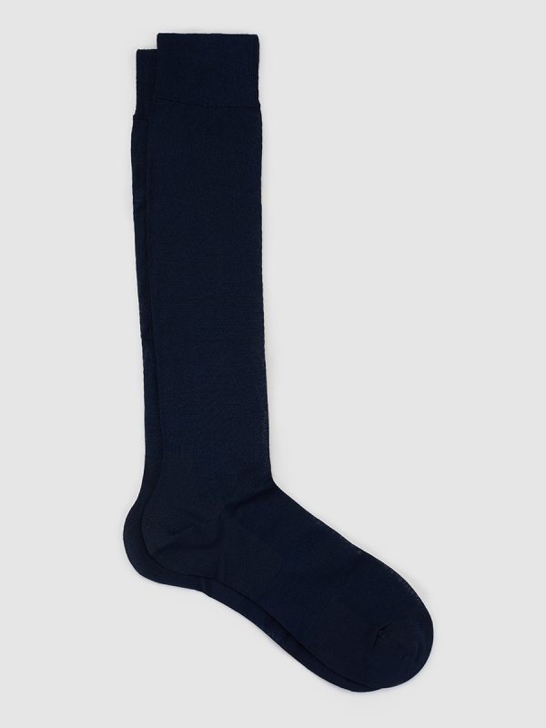 Calcetines altos de hombre ZD granates de hilo de Escocia - Azul marino