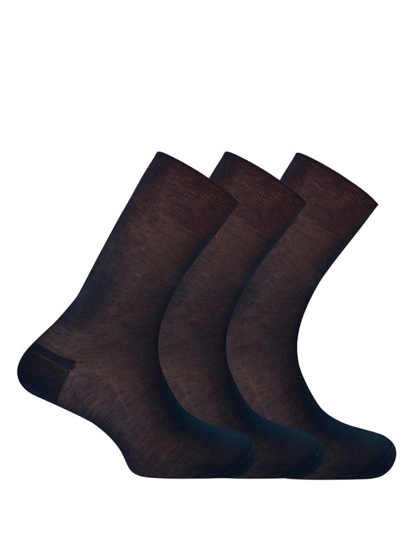 Pack de 3 calcetines 100% Hilo de Escocia Liso. Hecho en España - Azul marino