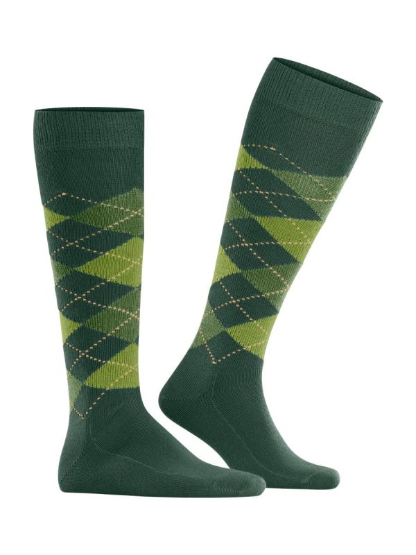 Calcetines altos de caballero con rombos - Verde oscuro