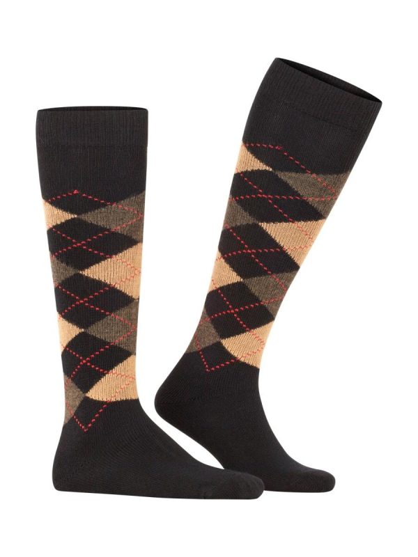 Calcetines altos de caballero con rombos - Camel