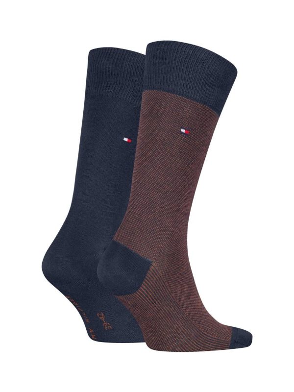 Pack de 2 pares de calcetines de ojo de perdiz con rayas de hombre - Bicolor