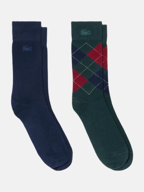 Pack de dos pares de calcetines de hombre estampados - Verde oscuro