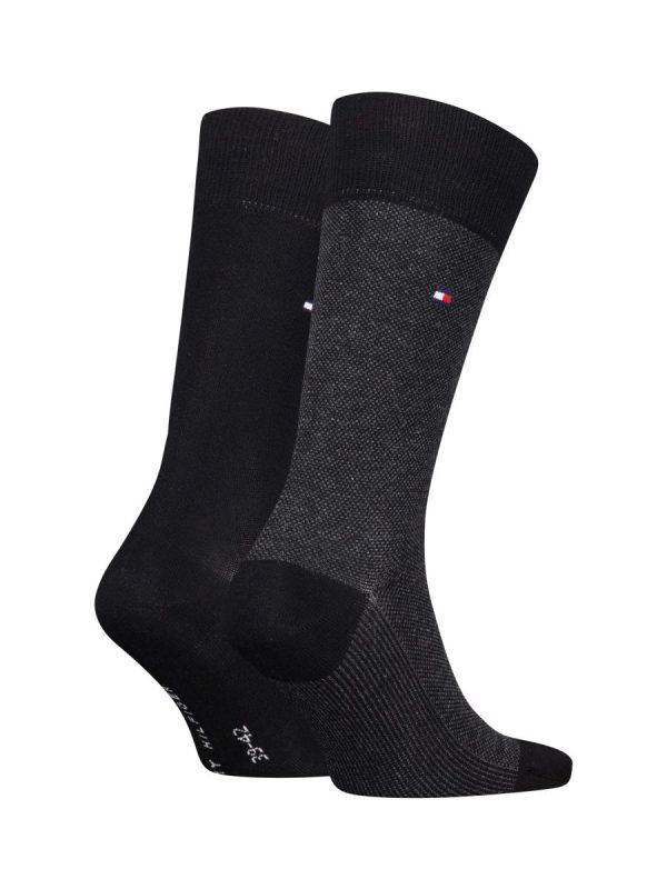 Pack de 2 pares de calcetines de ojo de perdiz con rayas de hombre - Negro