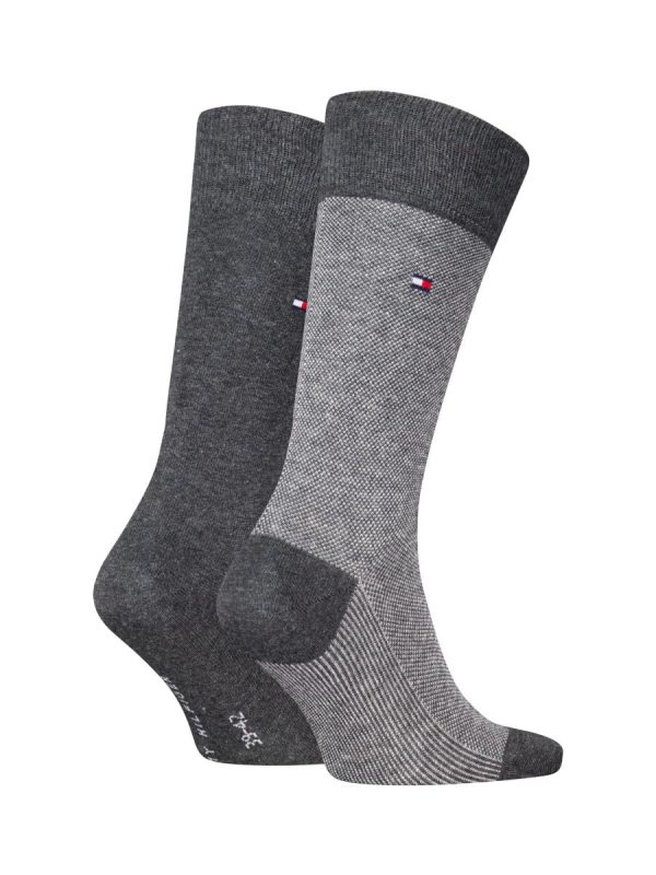 Pack de 2 pares de calcetines de ojo de perdiz con rayas de hombre - Gris oscuro