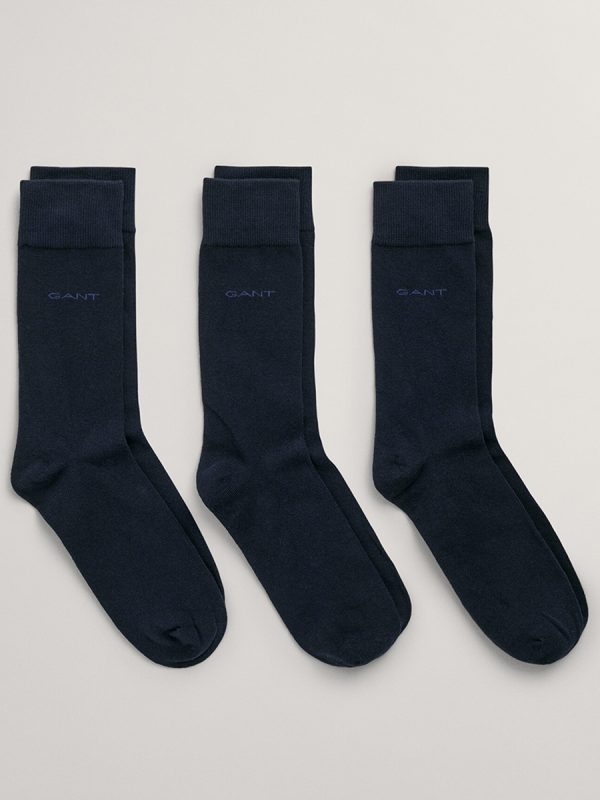 Paquete de tres pares de calcetines de algodón suave de hombre - Azul marino