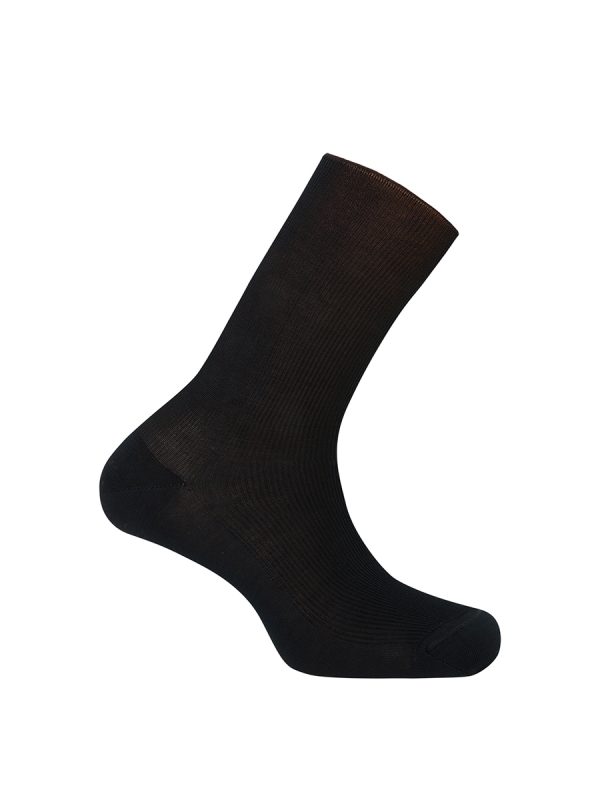 Calcetines cortos de hombre de algodón mercerizado de canalé - Antialérgico. Hecho en España. - Negro