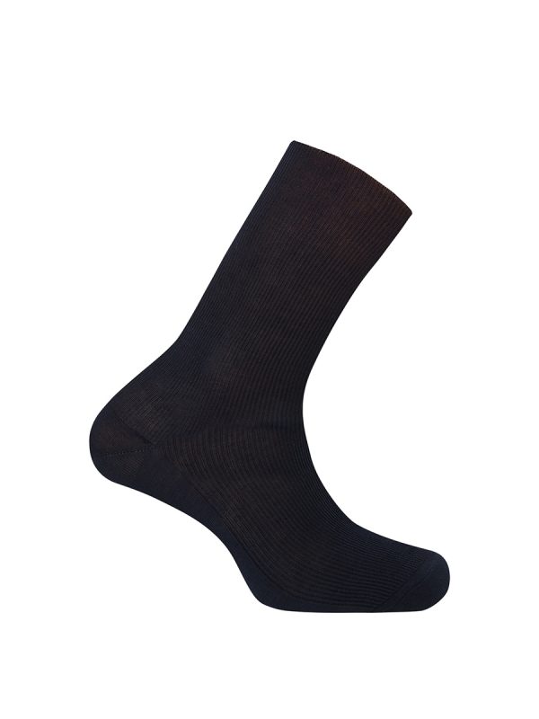 Calcetines cortos de hombre de algodón mercerizado de canalé - Antialérgico. Hecho en España. - Azul marino