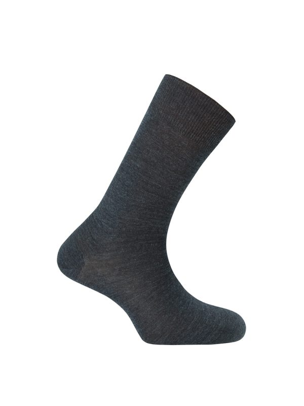 Calcetines de hombre Punto Blanco de lana Super Merino lisos - Elastic. Hecho en España. - Gris oscuro
