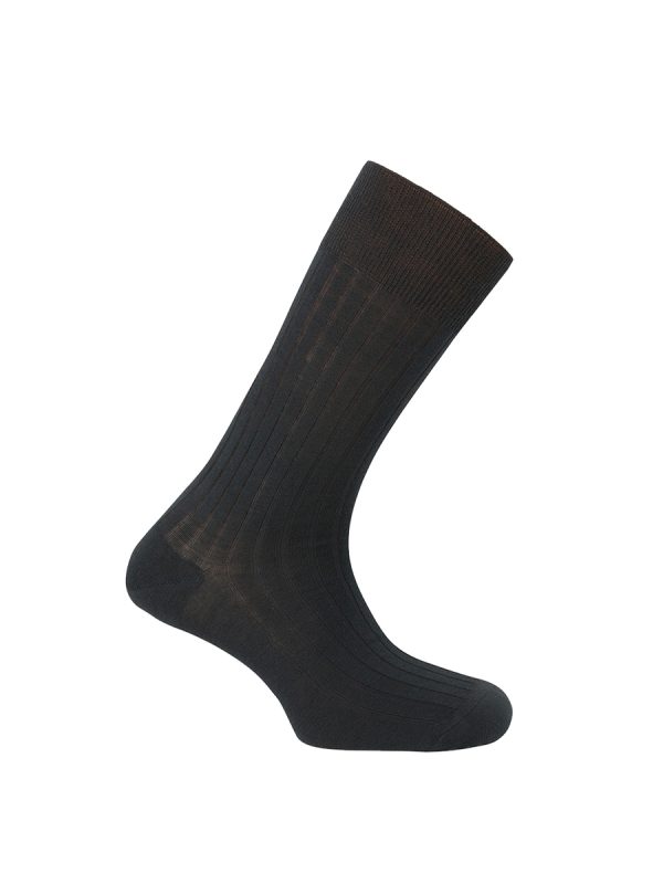 Calcetines de hombre Punto Blanco de lana de canalé. Hecho en España. - Negro