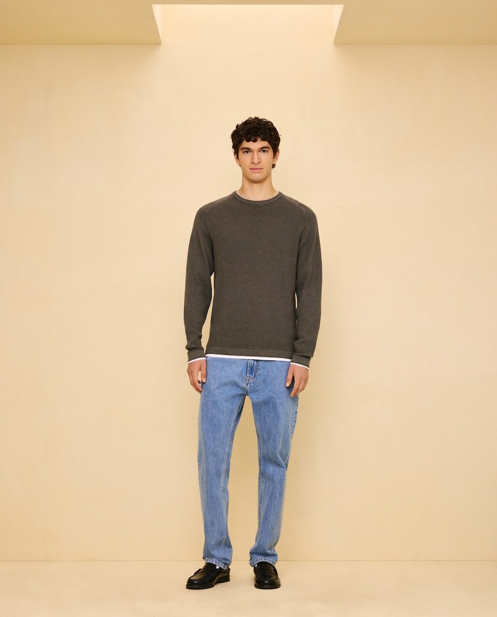 Jersey cuello redondo de hombre - 520 Kaki