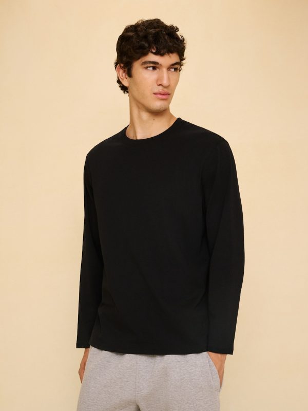Camiseta básica de manga larga de hombre - Negro