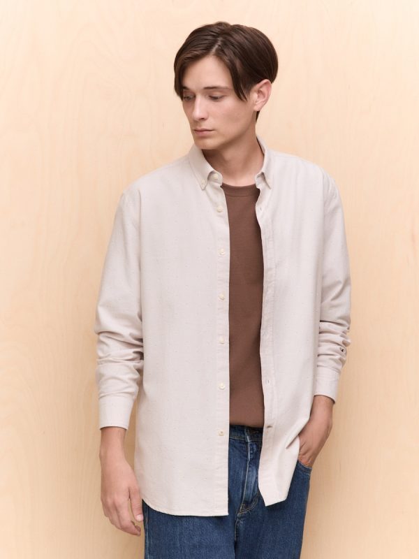 Camisa manga larga para hombre oxford print - Beige