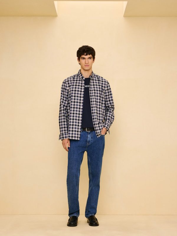 Camisa manga larga para hombre cuadro - 400 Azul
