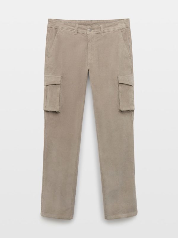 Pantalón multibolsillos de hombre slim pana stretch - 520 Kaki