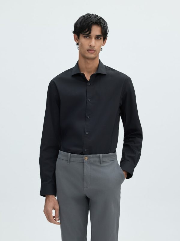 camisa súper elástica lisa - Negro