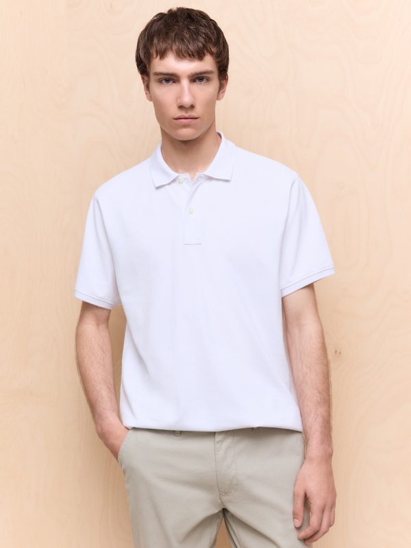 Polo de piqué de manga corta de hombre - Blanco