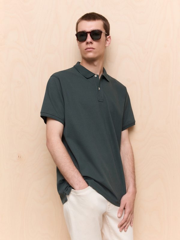 Polo de piqué de manga corta de hombre - 530 Verde oscuro
