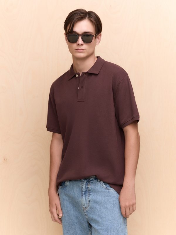 Polo de piqué de manga corta de hombre - Burdeos