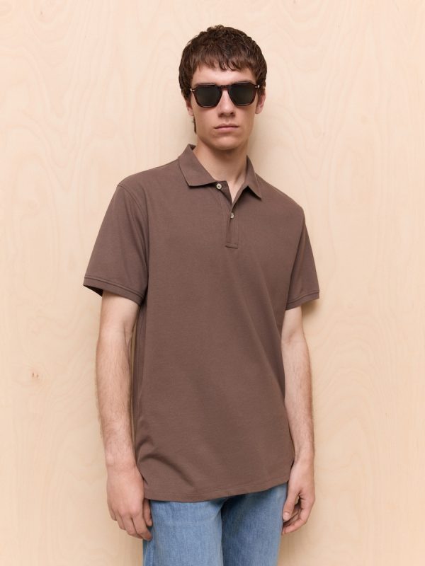 Polo de piqué de manga corta de hombre - Marrón