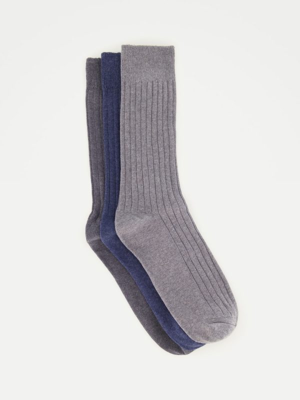 Pack de tres calcetines largos lisos de hombre - 400 Azul