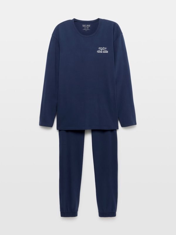 Pijama de hombre jersey manga larga - Azul marino